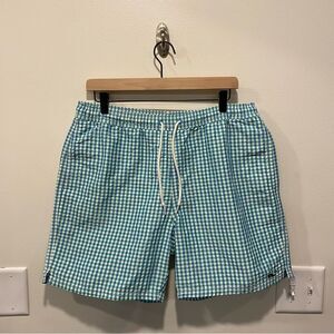 Vineyard Vines Green Checkered Swim Trunks
